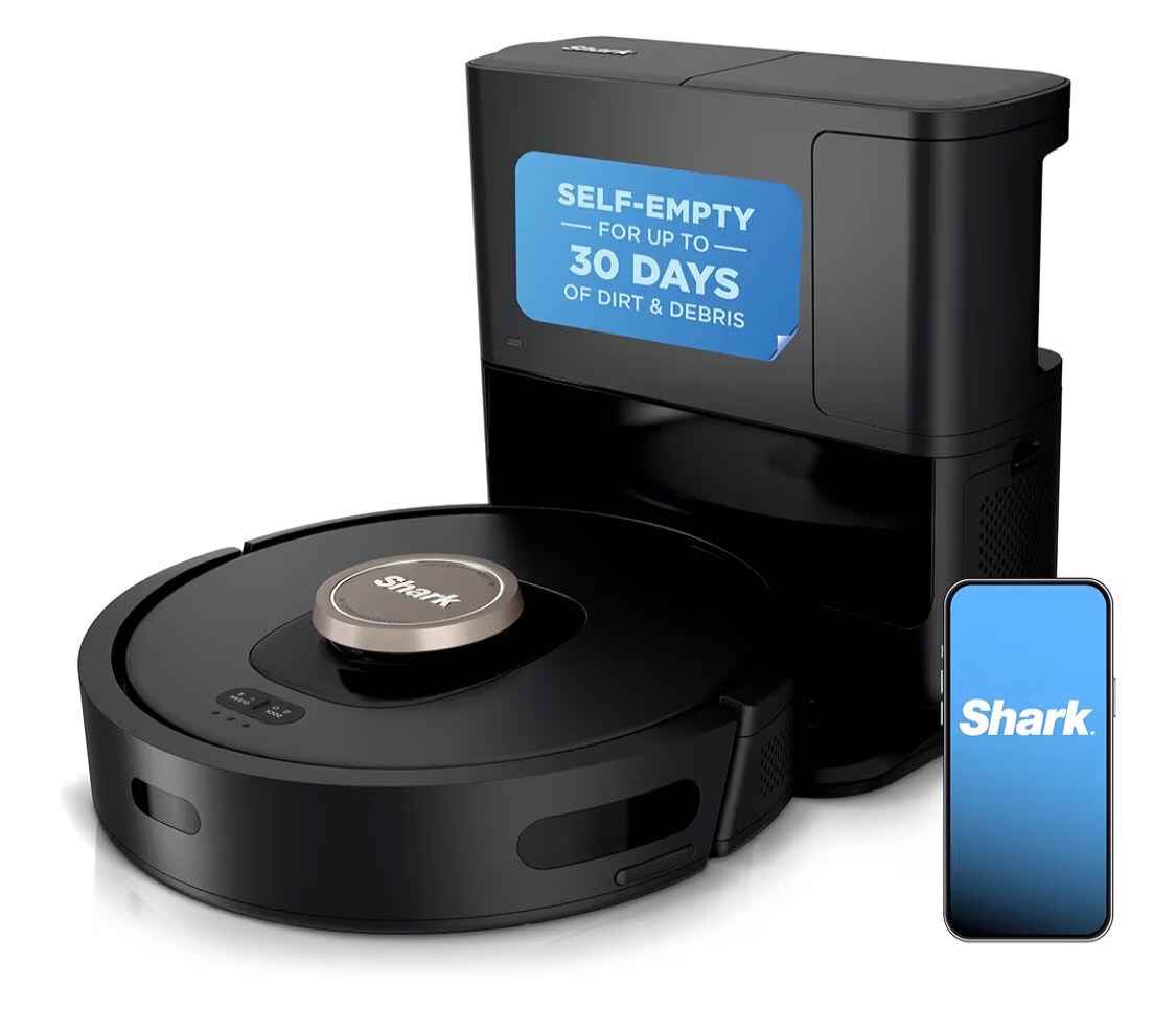 Shark AV2501S AI Ultra Robot Vacuum, with Matrix Clean, Home Mapping, 30-Day Capacity HEPA Bagless Self Empty Base, Perfect for Pet Hair, Wifi, Dark Grey