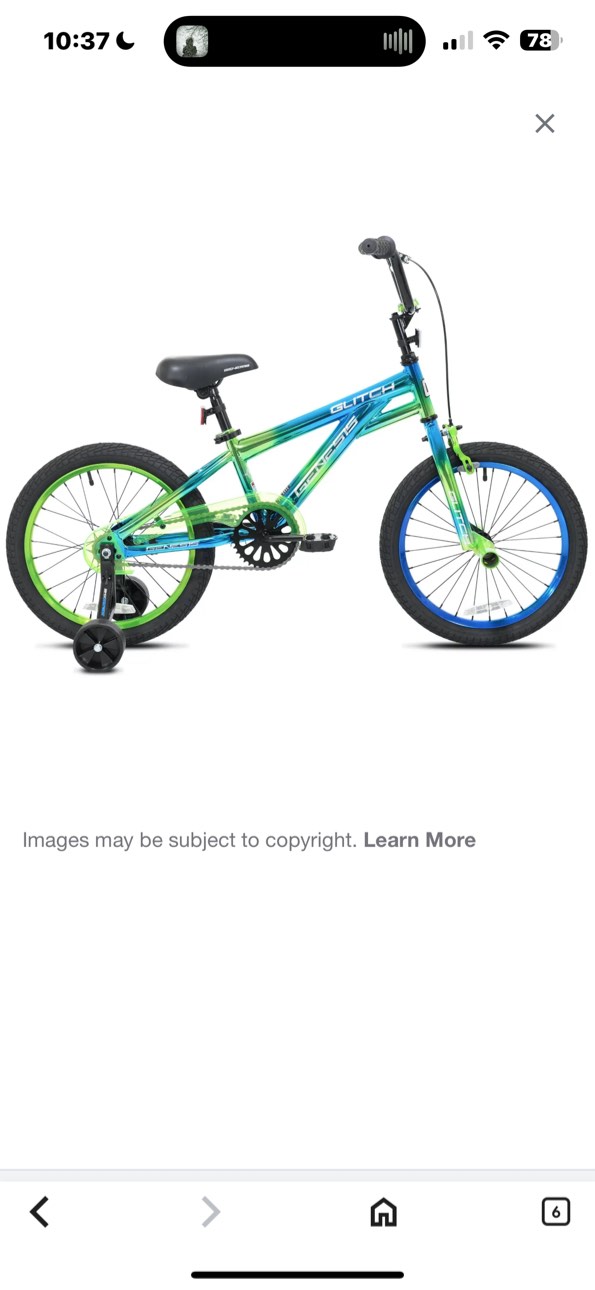 18" Kent Glitch BMX Child Bicycle, 18" Wheels, Kids Ages 6-12 Years, Blue/Green