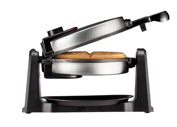 Chefman Rotating Belgian Waffle Maker, 180° Flip Iron w/ Non-Stick Plates, Adjustable Timer, Locking Lid, & Drip Plate, Space Saving Storage, Mess-Free Breakfast, Stainless Steel/Black