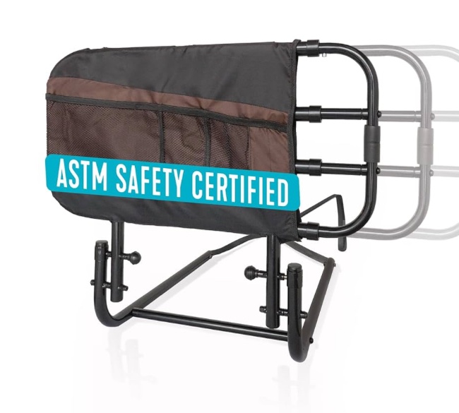 Stander EZ Adjust Bed Rail for Seniors  Adjustable Adult Bed Rail and Elderly Bed Assist Grab Bar