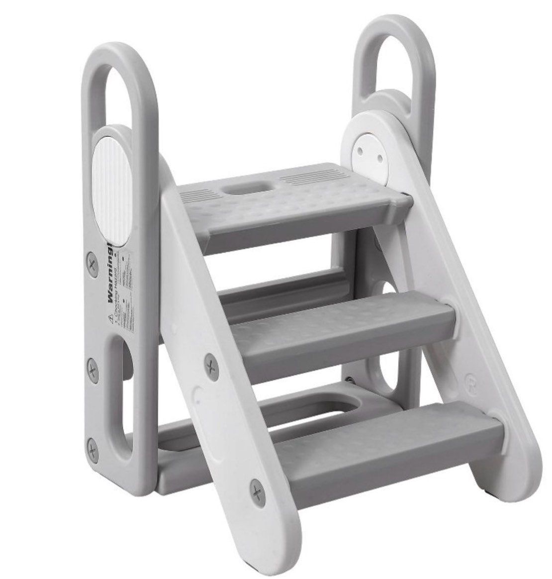 foldable 3-step toddler stool with handles 