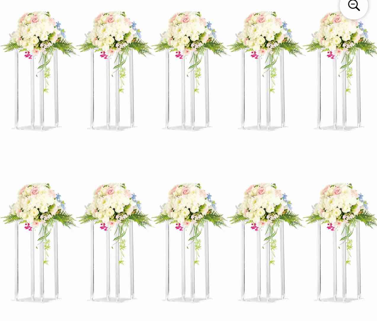 YALLOVE Acrylic Flower Stand, Set of 10 Clear Pedestal, 15.75 Inch Tall Vases for Wedding Event Party Props, Home Decor