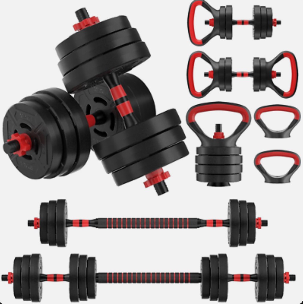 60LB 4-In-1 or 2-In1 Portable Changeable Adjustable Dumbbell Set Barbell Set and