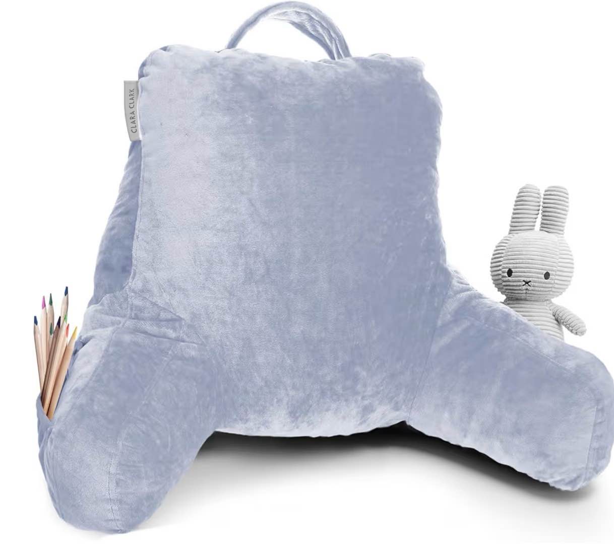 Clara Clark Reading Pillow for Kids & Teens with Shredded Memory Foam, Backrest Pillows for Reading, Watching, and Gaming, Use on The Couch, Bed, or Floor, Adjustable Support, Washable Cover Ice Blue ( Similar to one in stock)