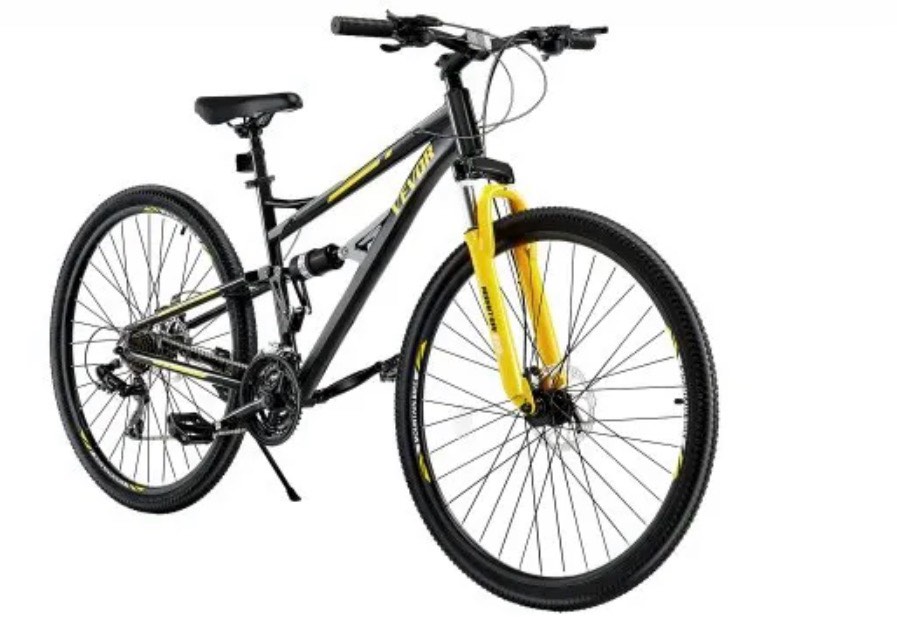 VEVOR Mountain Bike, 29 inch MTB Bicycle with Full Dual Suspension, 24 Speeds Twist Shifting, Comfort Saddle, Dual Disc Brakes, Aluminum Alloy Frame, Adult Sport Cycling Bicycle for Men Women Trail Snow