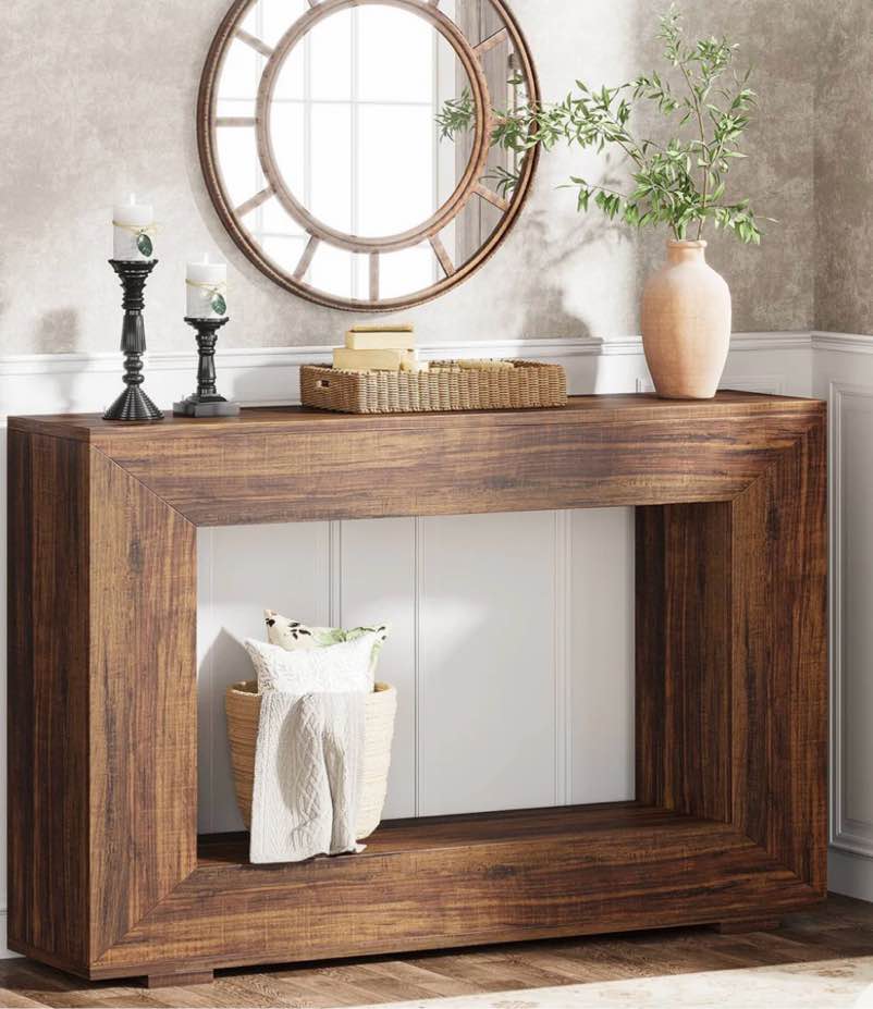 Farmhouse Console Table, 47" Rustic Wood Entryway Sofa Table with Storage