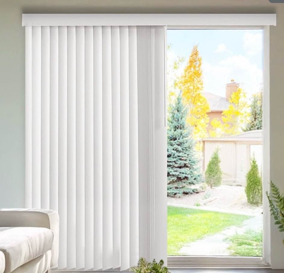 78" x 84" Cordless Vertical Blinds Oxford White # 8001