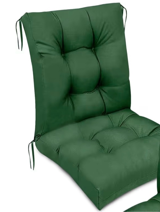 Outdoor Wicker Chair Cushions  Waterproof Gark Green High Back Rocking Chair Pads with Ties Thickened Patio Seat Cushions for Outdoor Furniture, 41.7"*20.8"*3.9"
