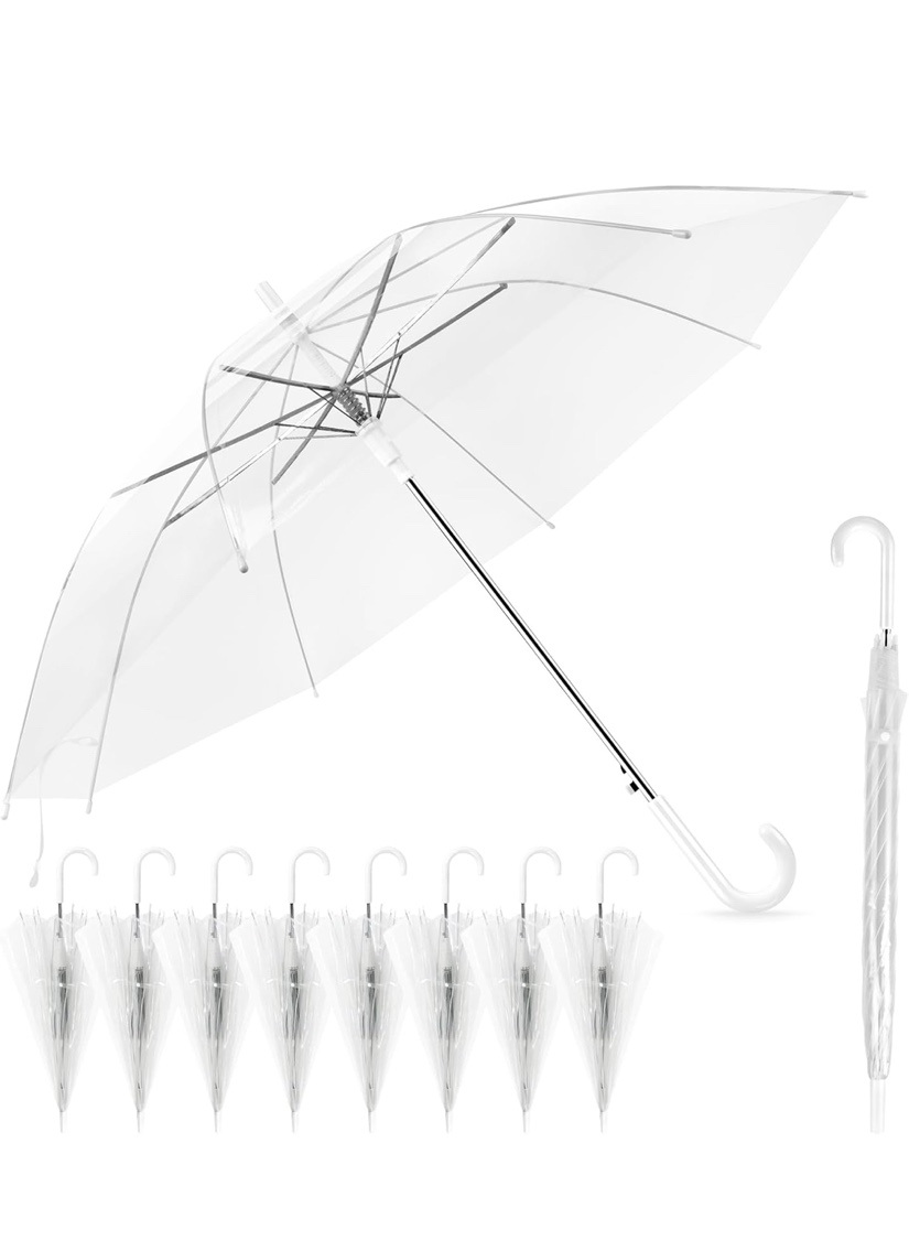 Clear Wedding Umbrellas Bulk, High-Visibility Transparent Rain Umbrella, Firm and Durable, Easy Operation, Large Clear Umbrella for Wedding Bride Groom Photography Golf Outdoor