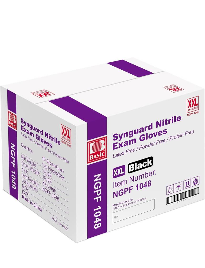 Basic Medical Black Nitrile Exam Gloves - 5 Mil - Latex-Free & Powder-Free - NGPF-1048_PARENT