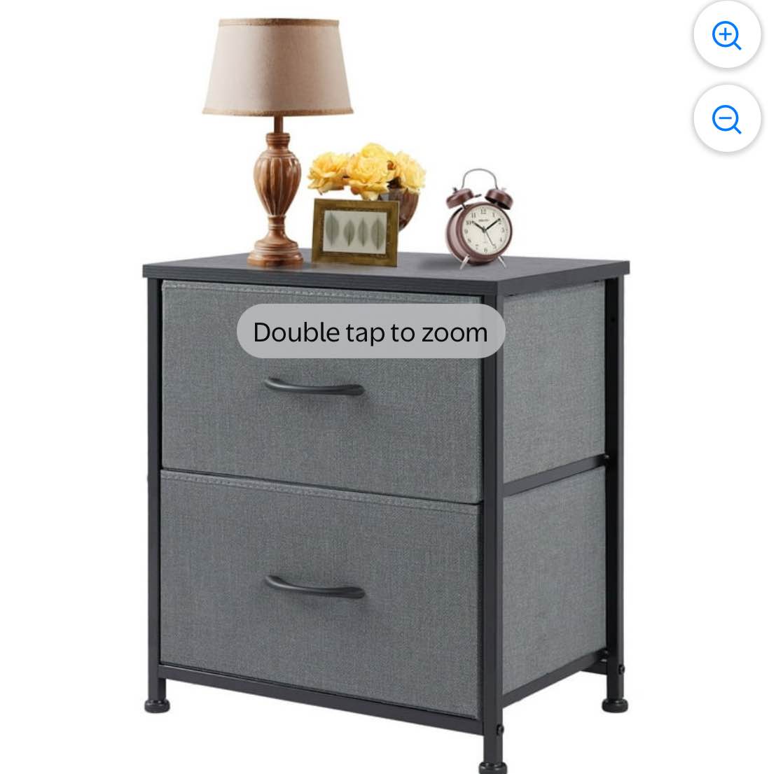 edx Nightstand, End Table Side Table with 2 Fabric Drawers Bedside Table for Bedroom, Closet, Dorm, Grey