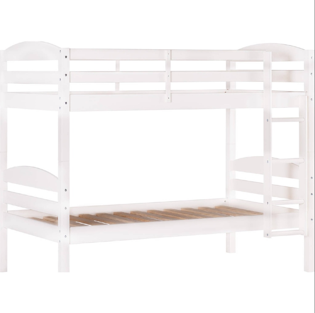 Walker Edison Carolina Twin over Twin Wood Bunk Bed in White Finish