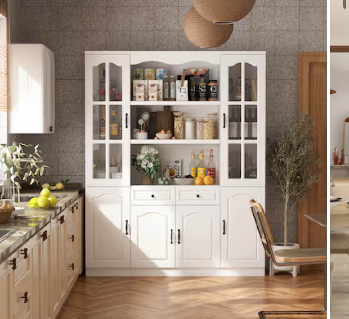 FUFU&GAGA Contemporary/Modern White Pantry with Wine Storage