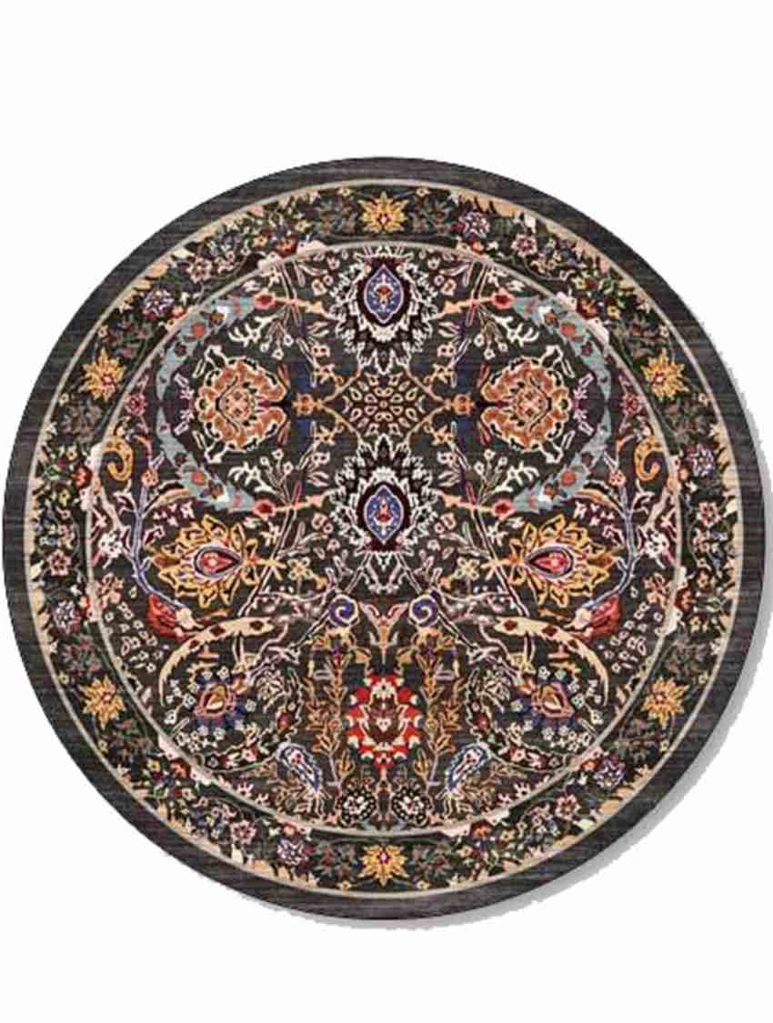 Vintage Bohemia Area Rug Boho Floral Round Geometry Decor Carpet for Farmhouse Bedroom Living Room Kitchen Runner Mat Non Slip Bathroom Rugs Indoor Outdoor Doormat 5.2' X 5.2'/grey (similar in stock)