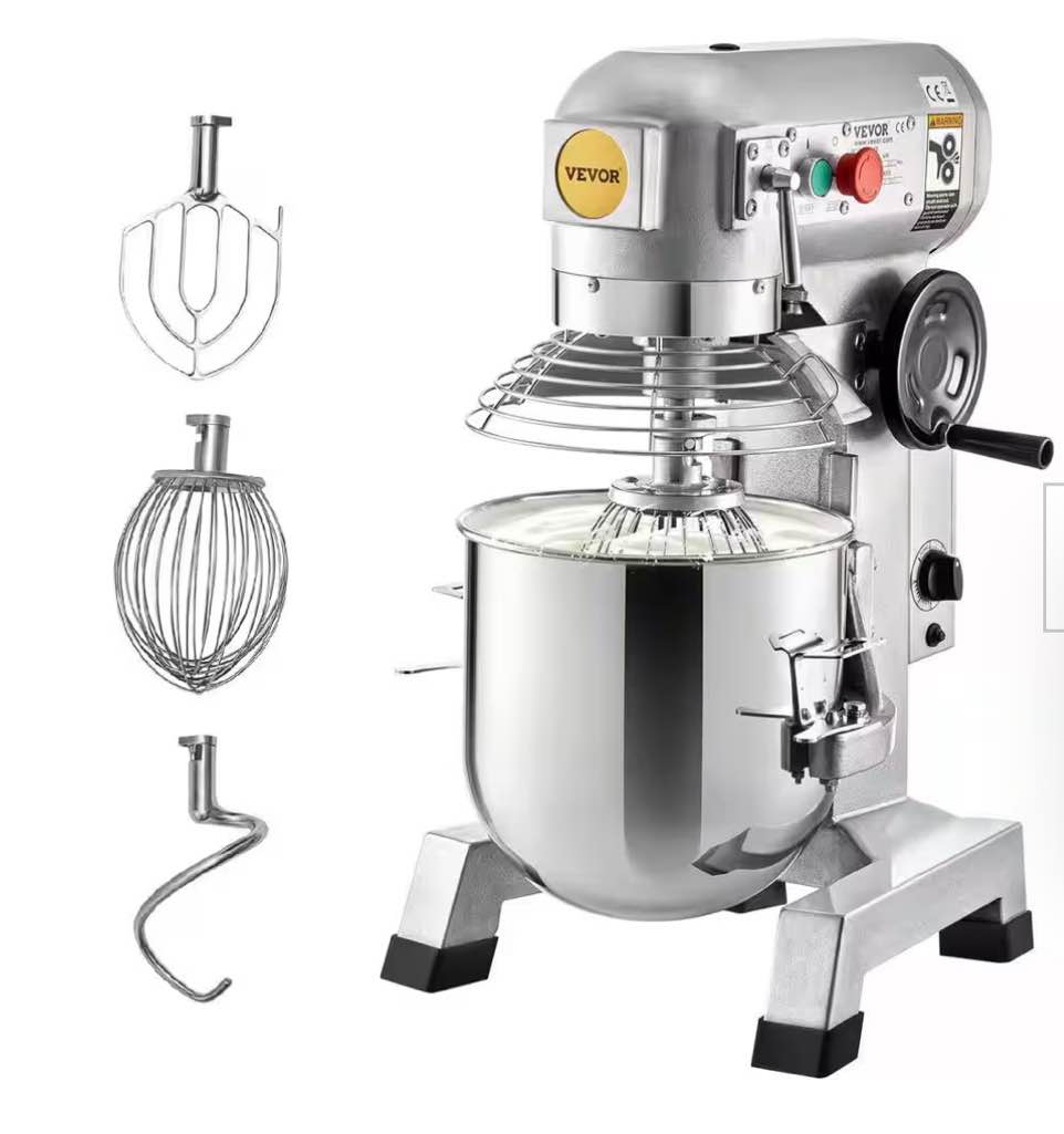 Commercial Stand Mixer 15 qt. Dough Mixer Heavy Duty Silver Electric Food Mixer with 3-Speeds Adjustable 500 W