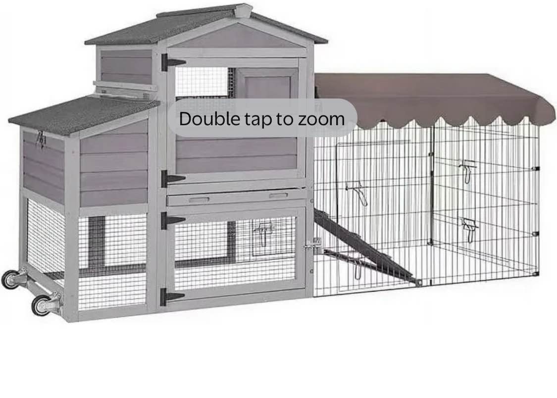 Aivituvin Wooden Chicken Coop on Wheels Waterproof Outdoor Poultry Cage with Metal Run (Two Boxes Total)
