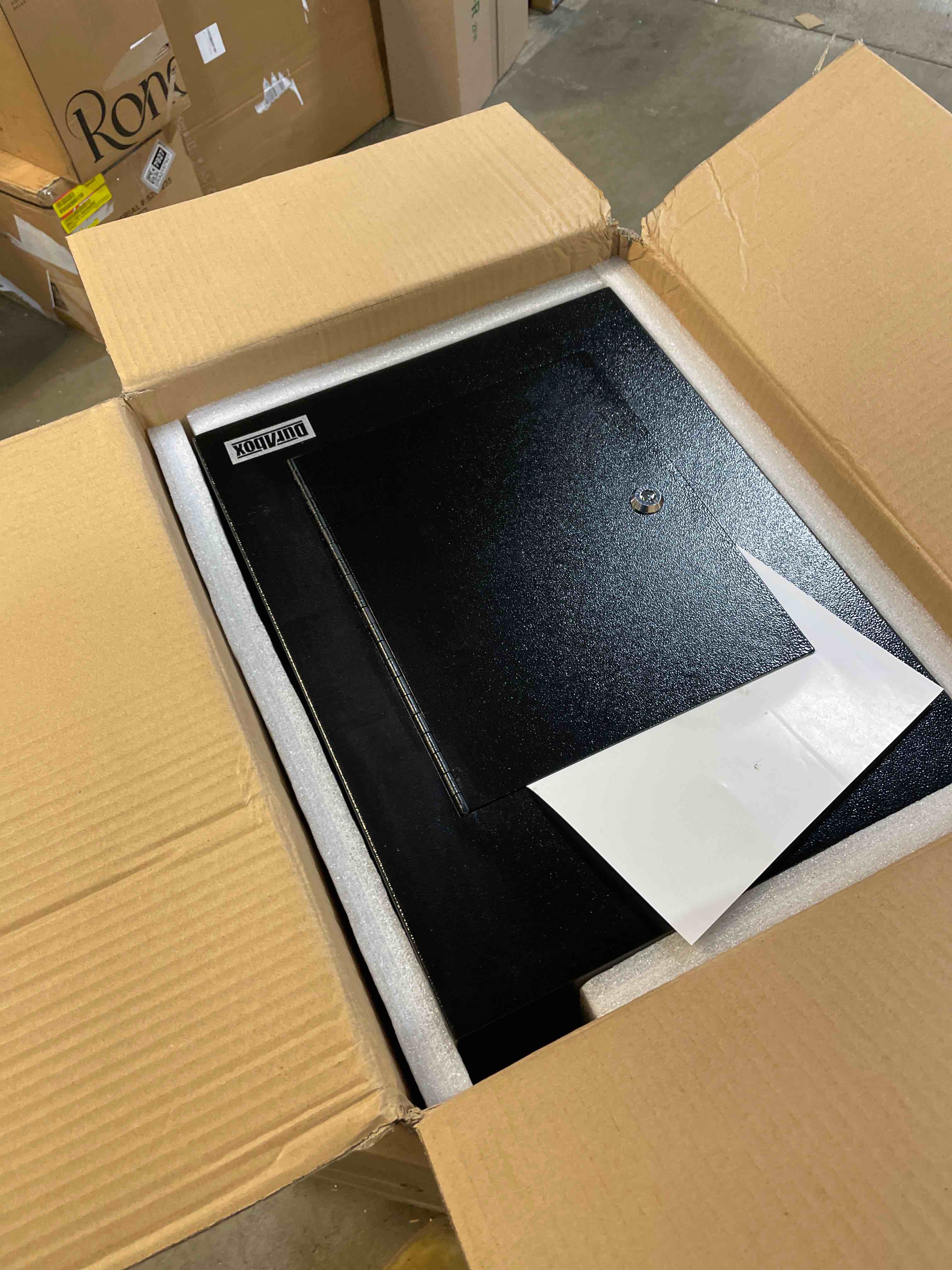 Condition photo showing New/Like New for Durabox Through-The-Wall Drop Box Deposit Safe 17 x 13 x 7 - Heavy Duty Steel Mailbox with Lock for Receiving Mail, Checks, Letters, Cash and More for Home, Office and Commercial Use (D700) (Black)