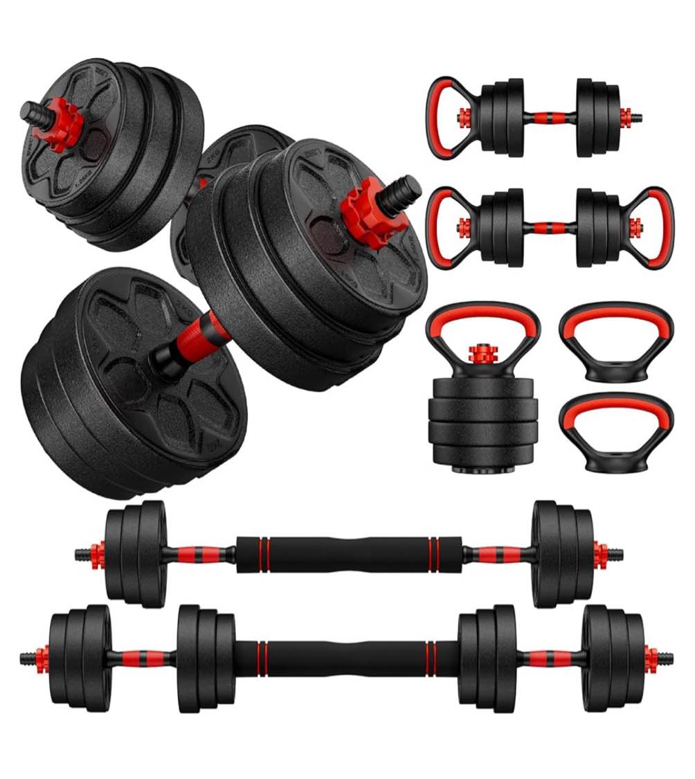 Adjustable Dumbbell Set, 20/33/45/70/90lbs Free Weight Set with Connector, 4 in1 Dumbbells Set Used as Barbell, Kettlebells, Push up Stand, Weight Set for Home Gym Suitable Men/Women