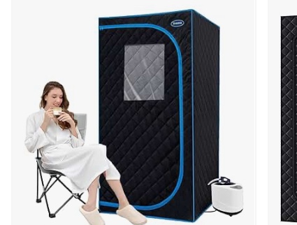portable steam sauna tent full size, oversized personal sauna kit for home spa, lightweight sauna box with steamer, time & temperature remote control, foldable chair, 32'' x 32'' x 63''