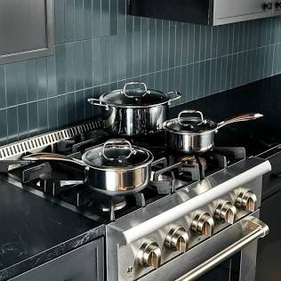 HexClad Hybrid Cookware 6 Piece Pot Set - 2  3  and 8 Qt Saucepans with Glass Lids