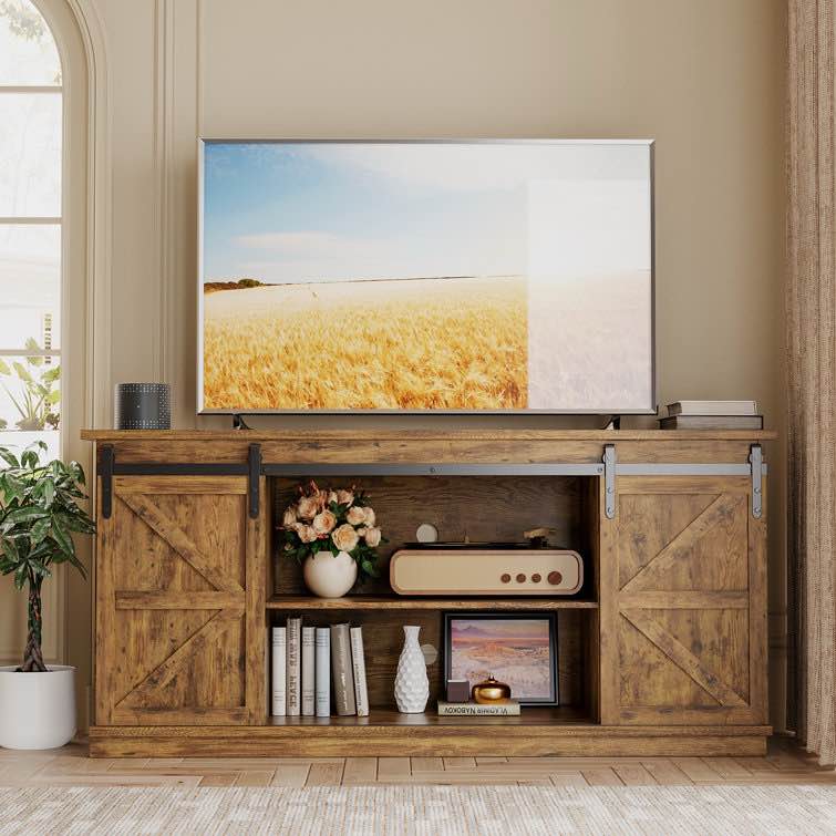 Hartin TV Stand with Sliding Barn Doors for TVs up to 65"
