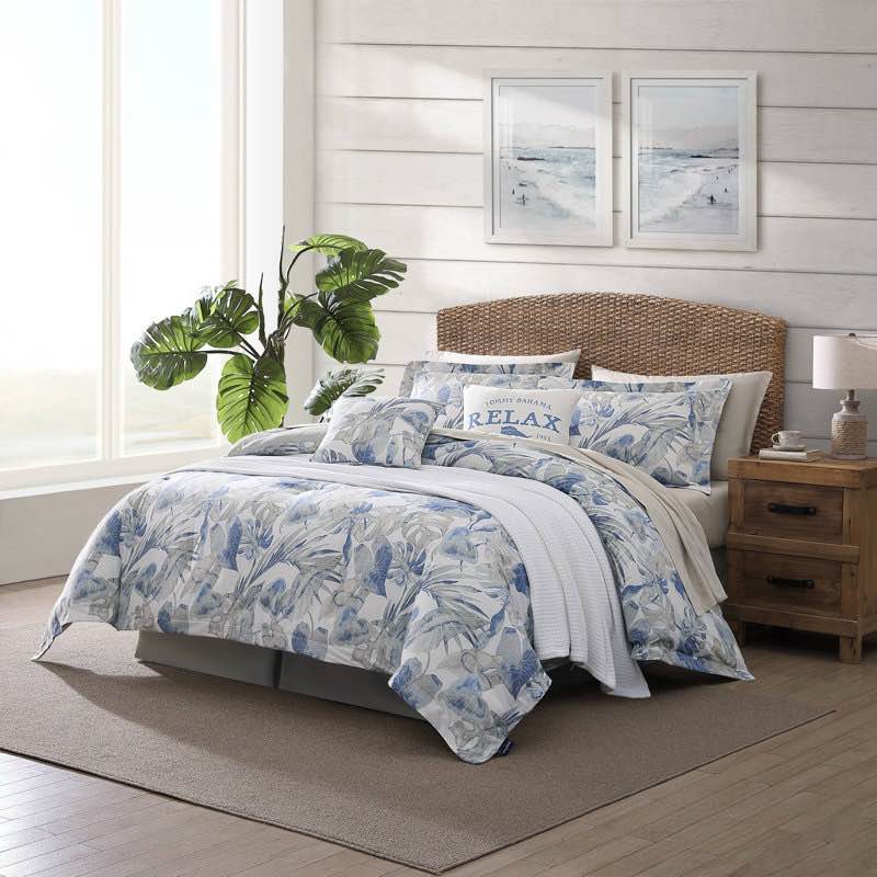 Tommy Bahama Raw Coast Blue Cotton Comforter Set Cal King
