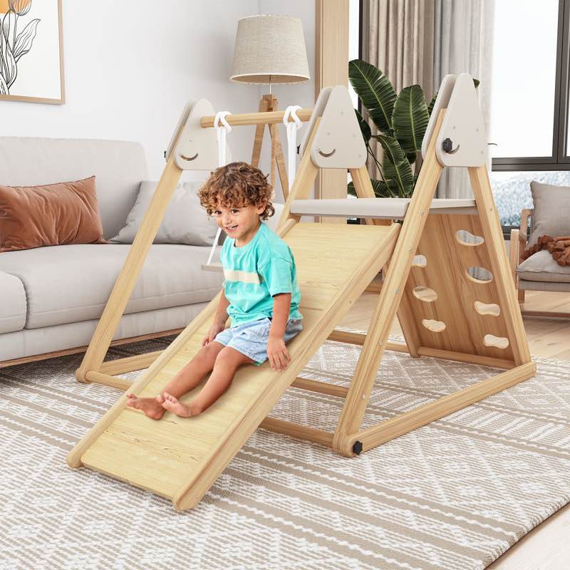 Triangle Climbing Frame, Wooden Climber with Swing