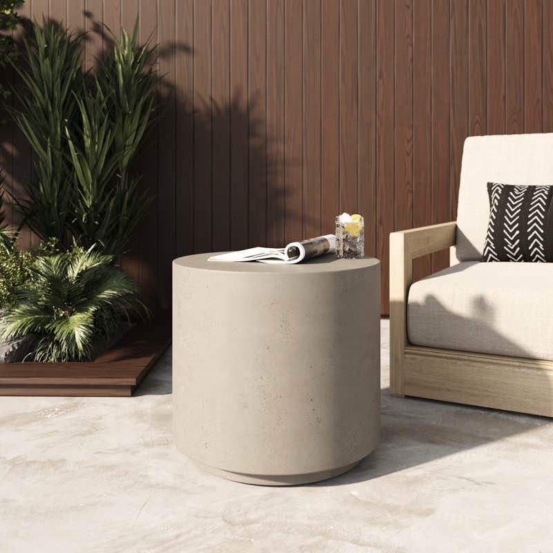 Dove Concrete Drum End Table