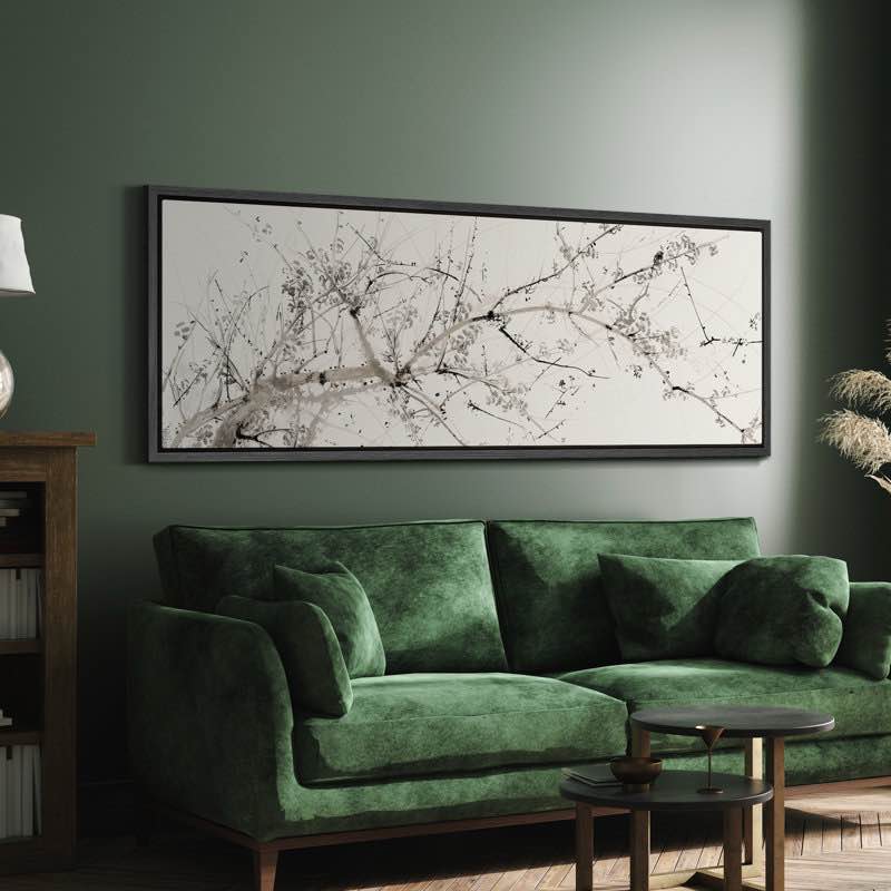 Chinoiserie Minimalist Ink Branches Antique Retro Decor Extra Large Artwork Print Wall Art Bedroom