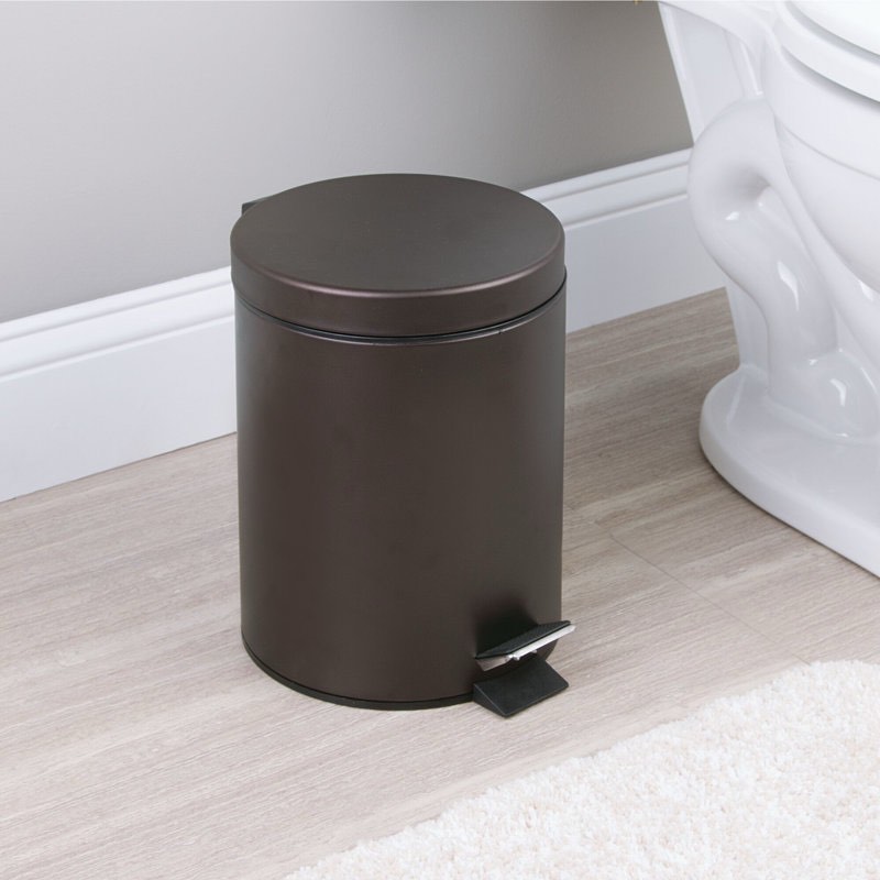 Metal Step Trash Can with Lid, 5 Liter Waste Basket Bin with Insert, 8" x 8" x 11"