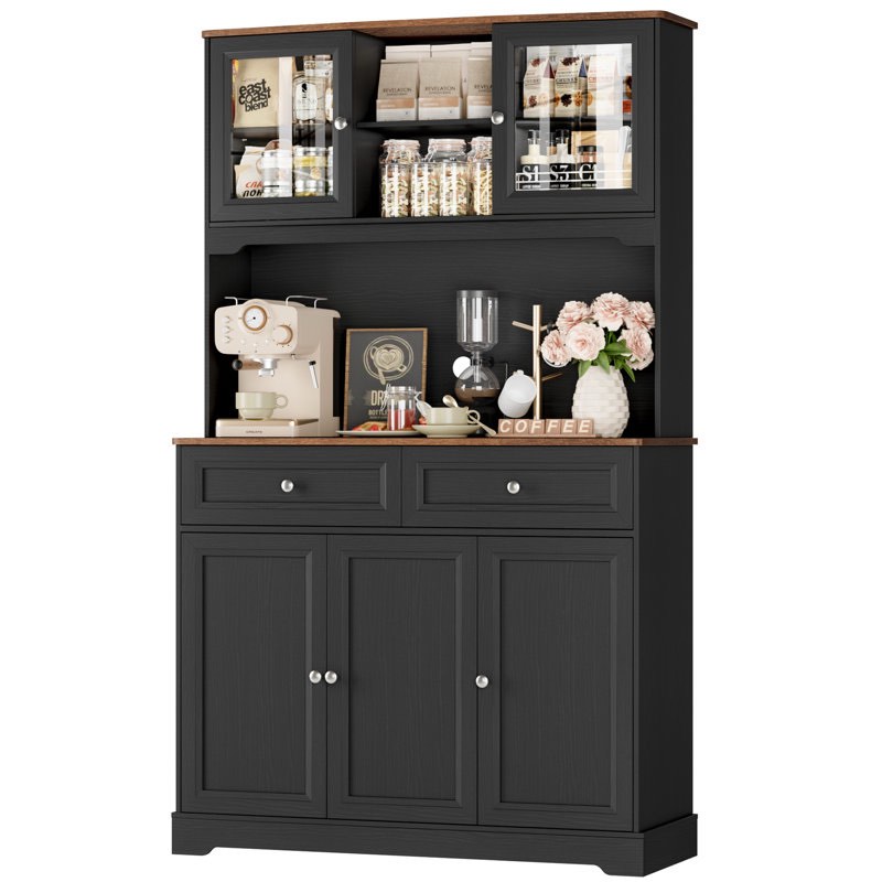 Arizana 71.3" Kitchen Pantry With Microwave Shelf, Wood Storage Pantry Cabinet with Drawers