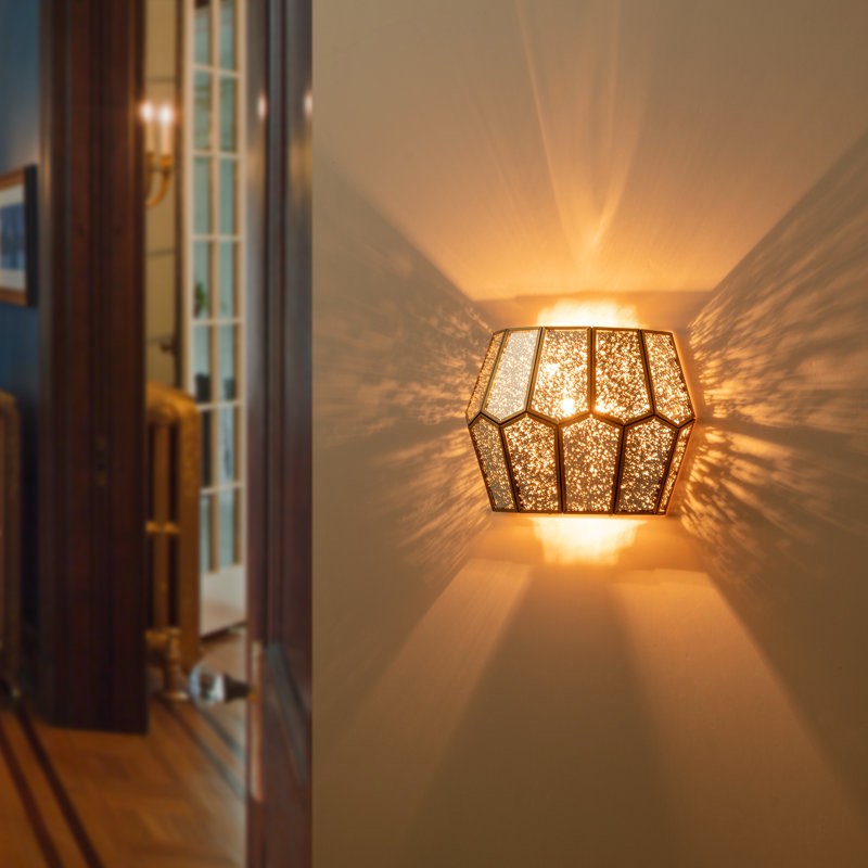 Brass Wall Light With Silver Mercury Glass