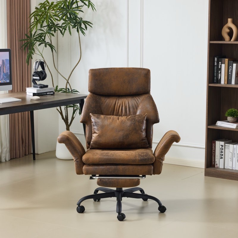 29.53 Inch High Back With Footrest Reclining Swivel Office Chair With Adjustable Arms