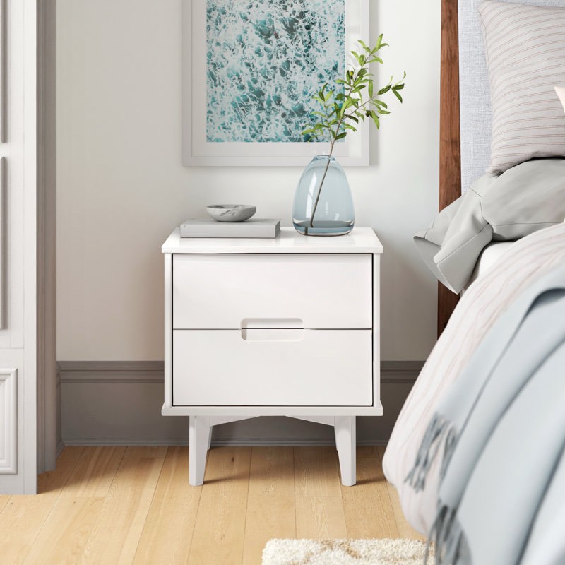 mags solid wood groove 2-drawer nightstand
