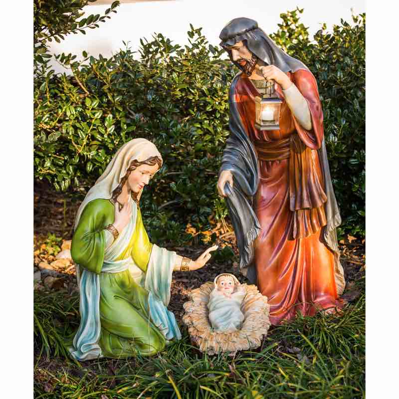 Three Piece Resin Outdoor Nativity Set with Mary, Joseph and Baby Jesus