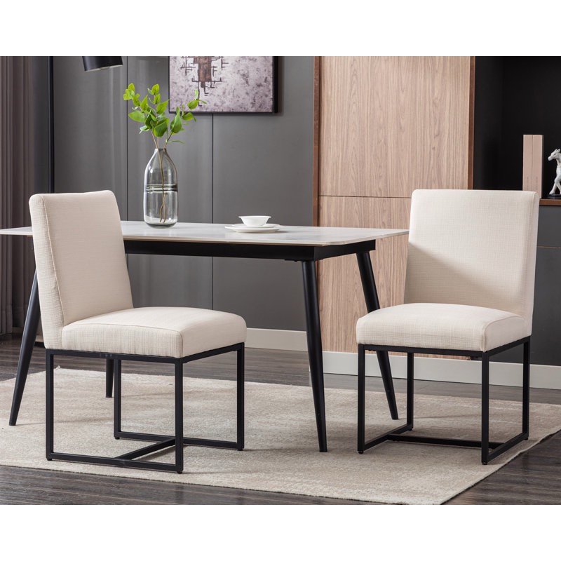 NEZIH linen, upholstered, dining chair, mid-century modern side chair