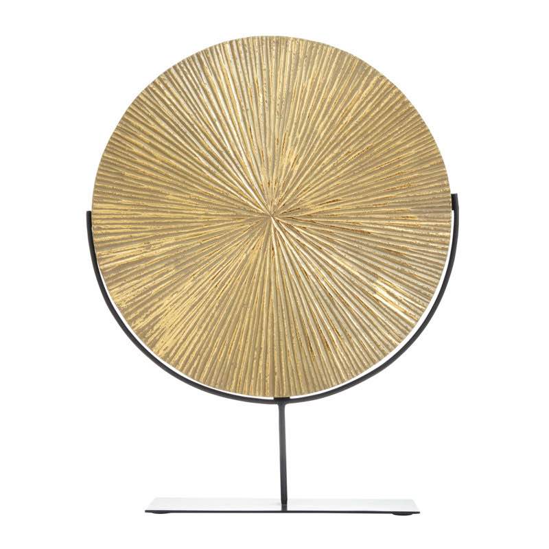Vonny Metal Carved Starburst Decorative Sculpture with Stand