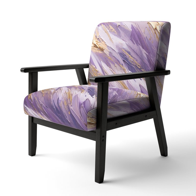 Purple And Gold Dynamic Abstractions II - Upholstered Modern Arm Chair
