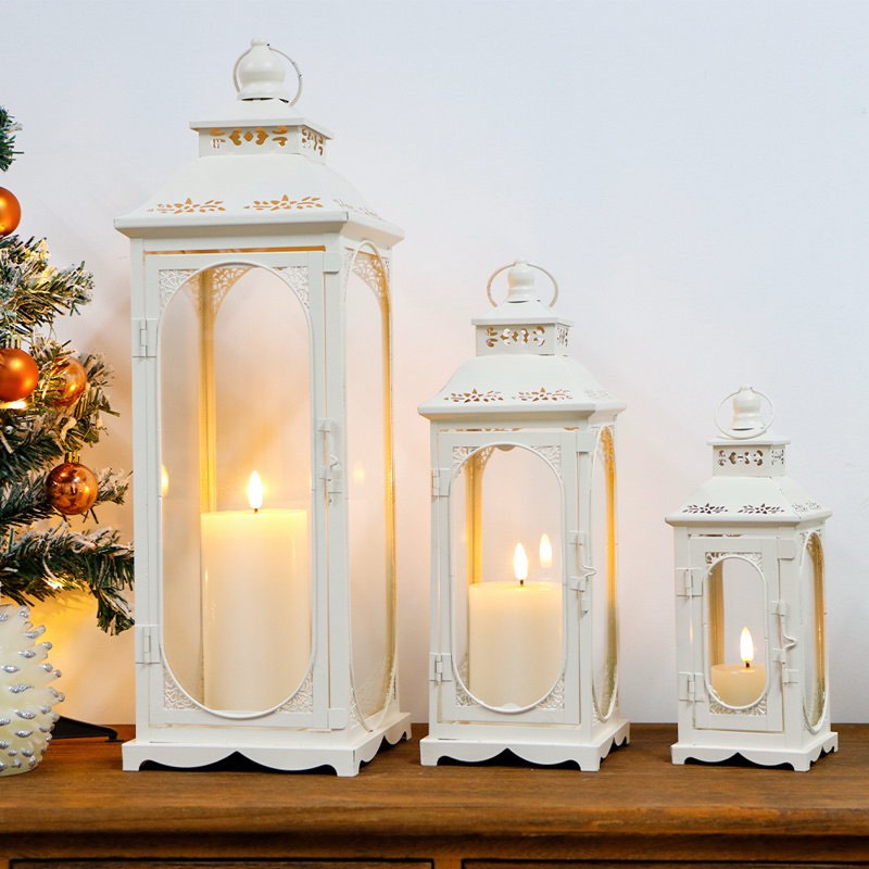 3PCS Vintage Candle Lanterns 10/14/19.5''H