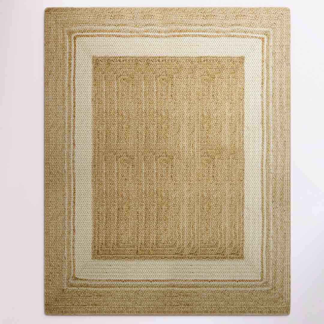 kayleigh jute hand braided zigzag stitch natural fibers farmhouse style area rug for dining room living room kitchen, off white/natural