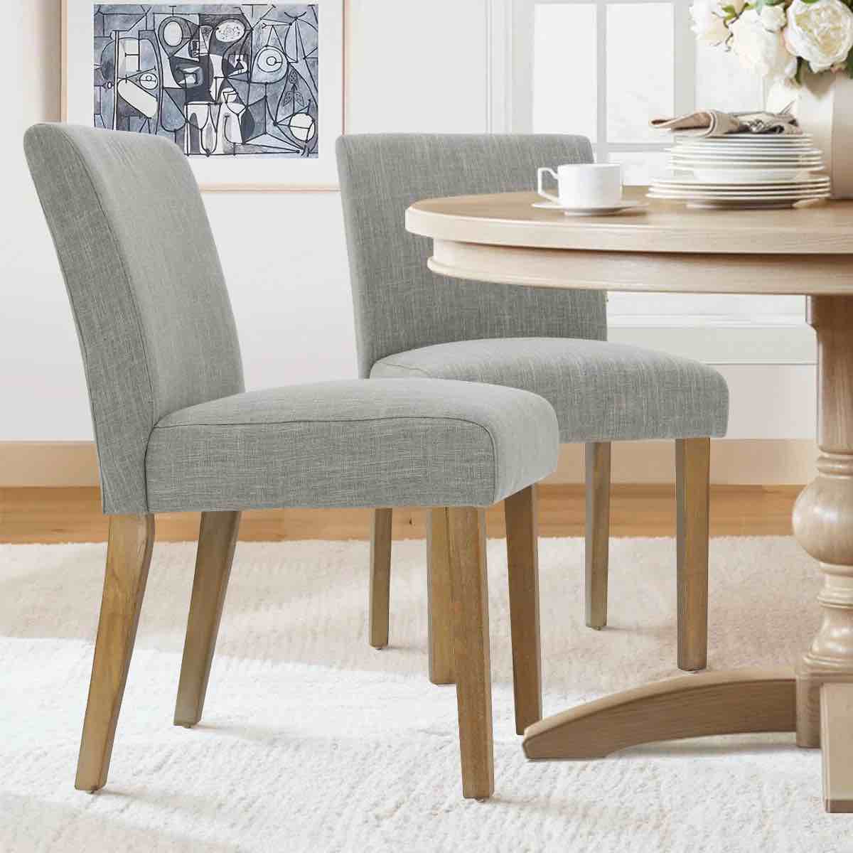 18.5'' Seat Height Linen Upholstered Solid Wood Dining Chair