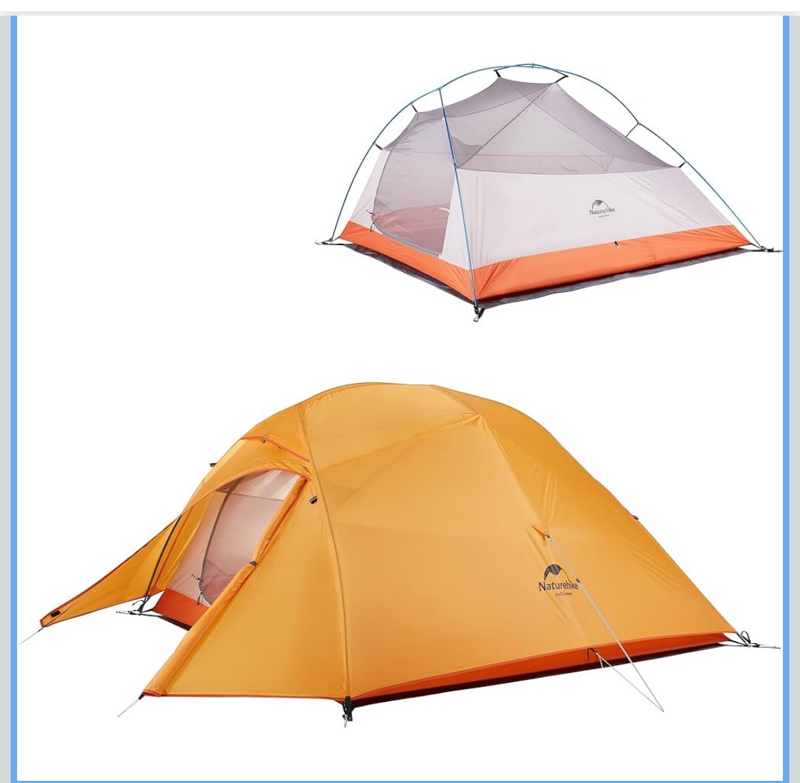 Naturehike Cloud-Up 3 Person Lightweight Backpacking Tent with Footprint - 3 Season Free Standing Dome Camping Hiking Waterproof Backpack Tents