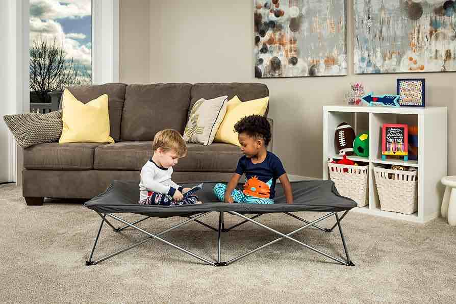 Regalo Extra Long My Cot Portable Toddler Bed  Gray  Includes Fitted Sheet
