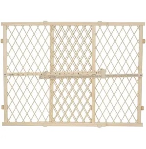 Evenflo Position & Lock Adjustable Wood Baby Gate  Pressure-Mounted  Locking Latch  For Use with Infants  Toddlers & Pets  26 -42   Farmhouse Brown