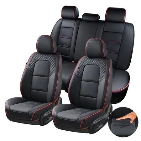 Coverado Car Seat Covers Full Set, Seat Covers for Cars, 5 Seats Car Seat Protector, Car Seat Cover, Breathable Car Seat Covers Front Seats Back Seats, Car Seat Cushion Fit for Most Cars Black & Red