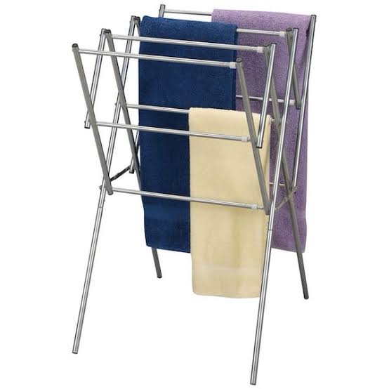 household essentials 5127 collapsible expandable metal clothes drying rack - dry wet laundry indoors - satin silver, 24.5"d x 20"w x 34.5"h