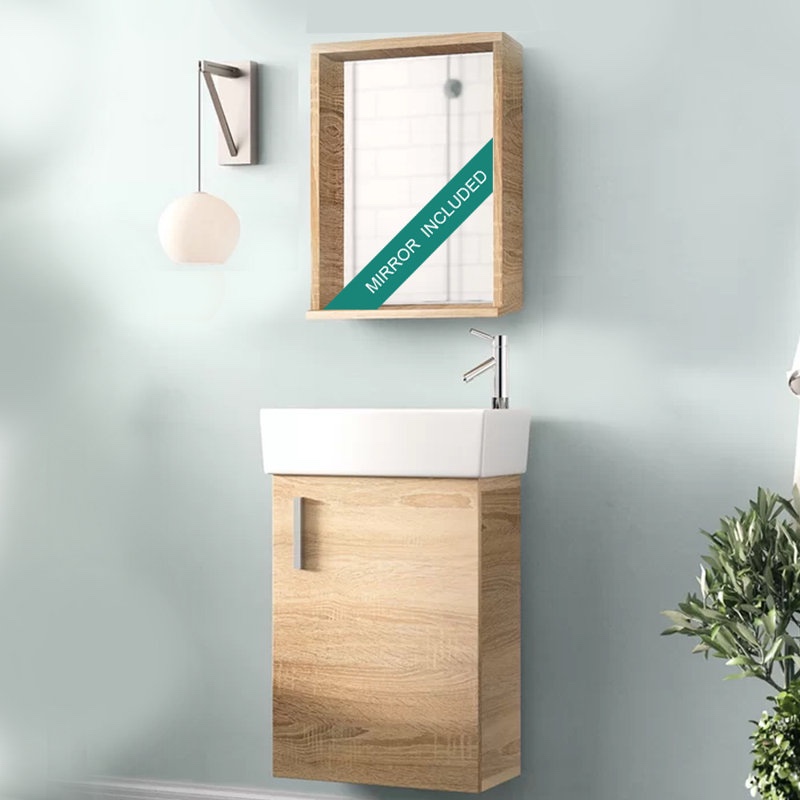 Glassman 18" Wall-Mounted Single Bathroom Vanity Set with Mirror