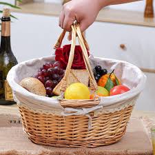 Clysee Easter Egg Basket Wicker Picnic Basket Tote Bags with Name Tag Wooden Egg Easter Candy Storage Wine Basket with Handle Gathering Wedding Gift Baskets for Party Supplies(Purple)