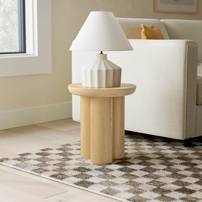 Modern Brown Wooden Living Room End Table, Side Table 18"