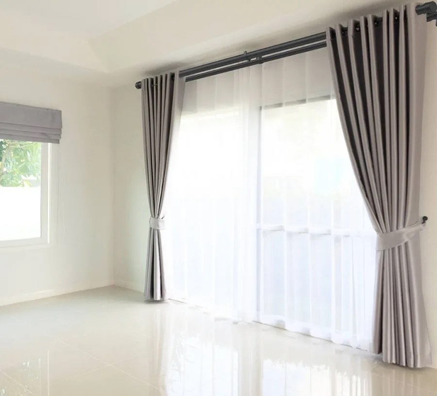 exclusive home topper double curtain rod and finial set  matte black  36 -72